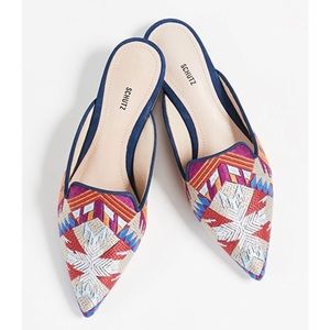 Schutz Graceanne Embroidered Pattern Mule Flat